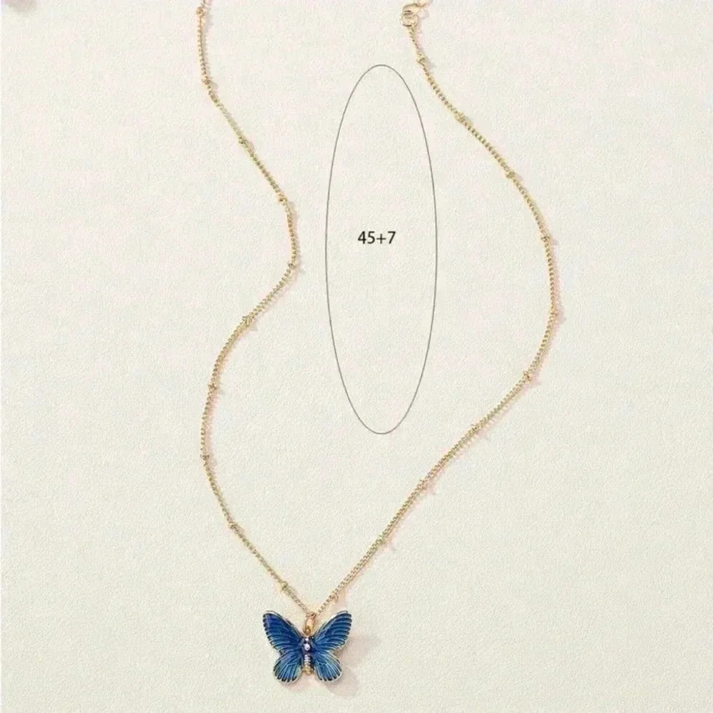 ⚠️Clearance Blue And Gold Butterfly Necklace - Picture 4 of 4